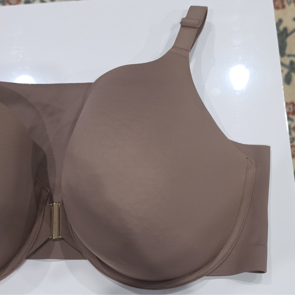 Cacique Brown Front Closure Lightly Lined Full Coverage Underwire Bra 42DDD - Picture 3 of 7